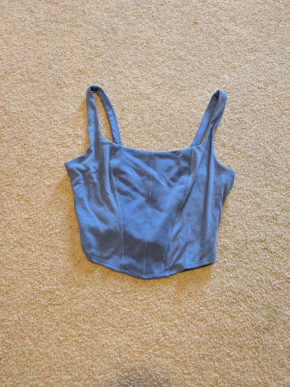 Victoria's Secret Dusty Blue Ribbed Square-Neck Crop Top